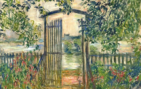 Landscape, picture, Claude Monet, Garden Gate in Vetee