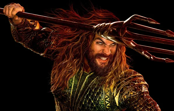 Picture fiction, armor, Trident, black background, poster, comic, DC Comics, Aquaman