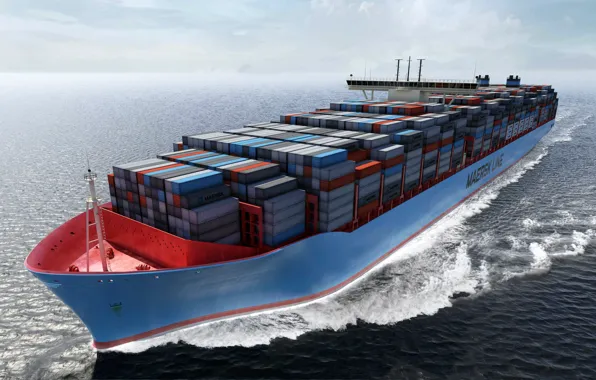 Water, Sea, Board, Case, The ship, Graphics, A container ship, Tank