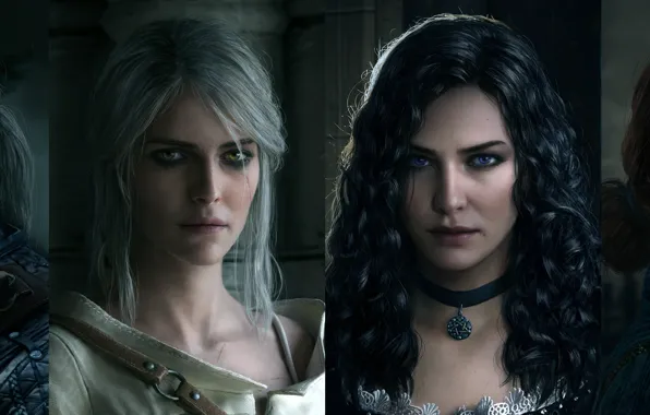 Girl, brunette, male, red, scar, The Witcher, The Witcher, Geralt