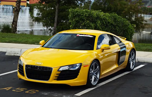 Supercar, audi r8, yellow