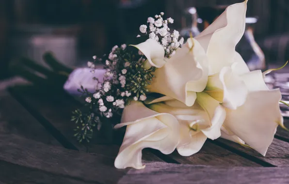 Picture bouquet, Calla lilies, wedding