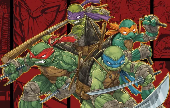 Weapons, sword, Trident, brothers, Rafael, Raphael, Leonardo, Donatello