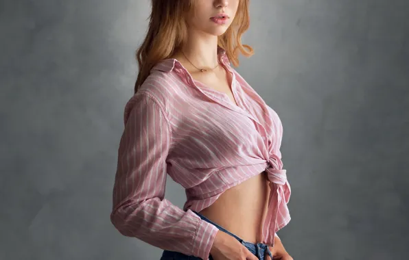 Picture look, Girl, jeans, figure, shirt, Anastasia, Eugene Sibirev