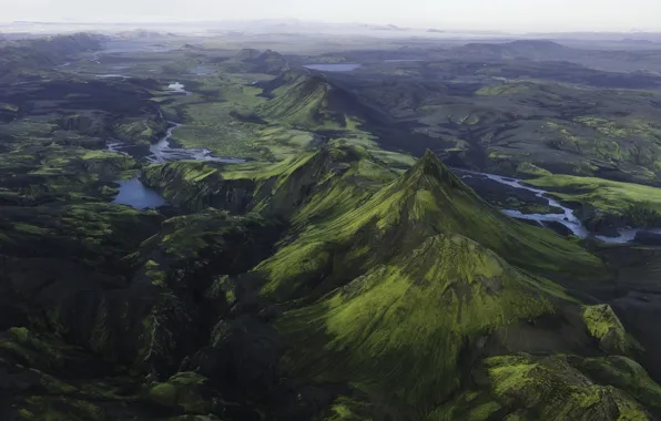 Picture mountains, valley, Iceland, river
