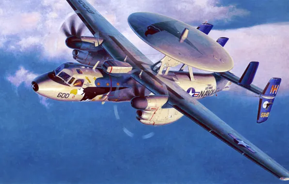 Picture art, airplane, aviation, Northrop Grumman E-2 Hawkeye