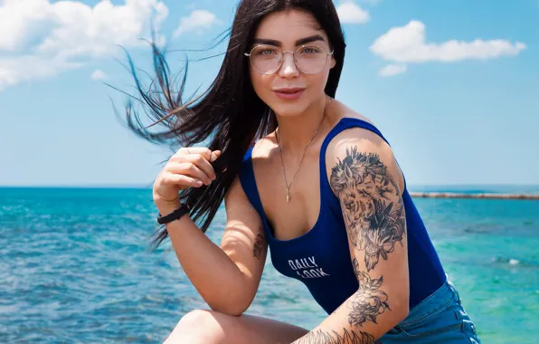 Sea, look, the sun, landscape, pose, model, portrait, makeup