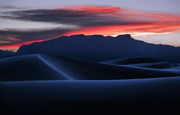 Sunset, desert, dunes