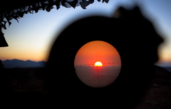 Picture the sun, sunset, optics, sight, military, Afghanistan