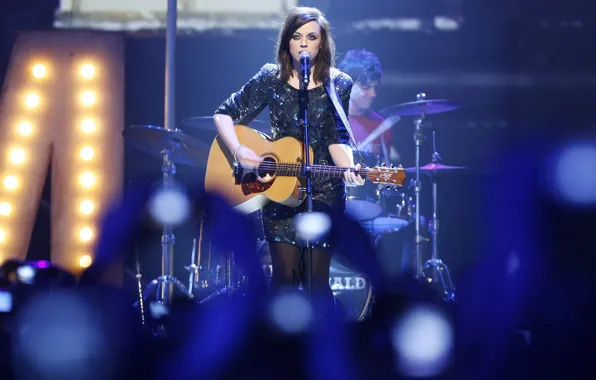 Picture girl, guitar, dress, concert, singer, Amy Macdonald, Amy MacDonald