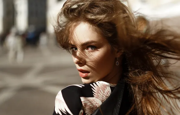 Look, girl, the wind, hair, beautiful, Lisa, bokeh, Ivan Proskurin