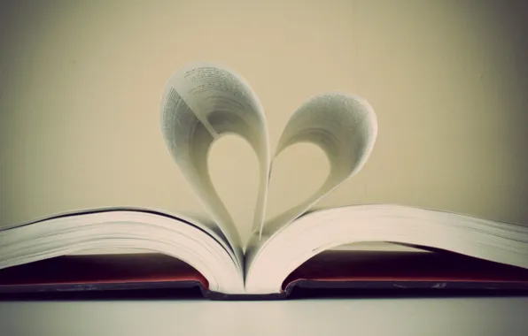 Photo, Wallpaper, heart, leaves, book, page