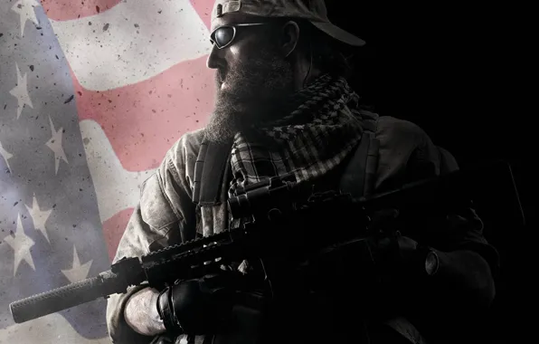 Picture the game, flag, machine, beard, medal of honor