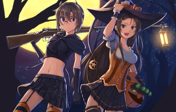 Girls, costumes, Halloween