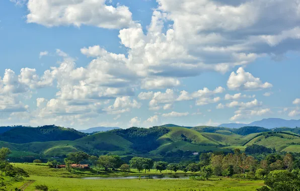 Picture clouds, lake, hills, Brazil, the countryside, solar, Sao Paulo, The Sao Jose DOS Campos