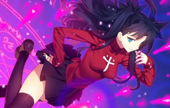 Picture girl, brunette, Tohsaka Rin, Fate / Stay Night