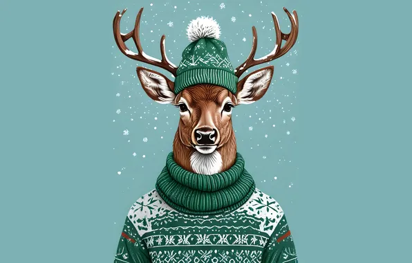 Look, pattern, hat, deer, Christmas, New year, horns, ornament