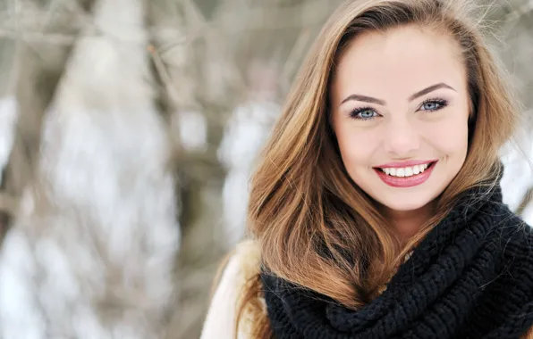 Winter, face, smile, scarf
