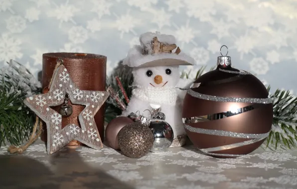 Winter, balls, snow, snowflakes, branches, holiday, balls, toy