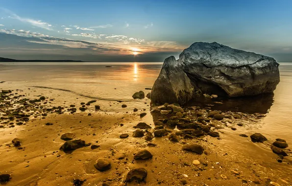 Picture sea, landscape, sunset, stones