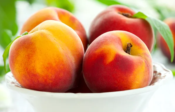 Plate, fruit, peaches, peaches