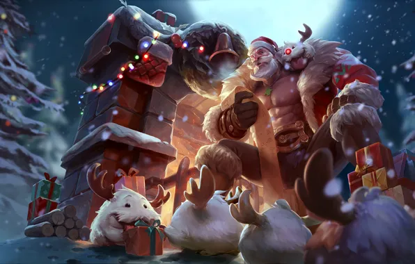 Picture Santa, lol, League of Legends, santa, braum, braum