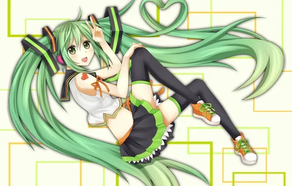 Look, girl, smile, schoolgirl, vocaloid, hatsune miku, Vocaloid, art