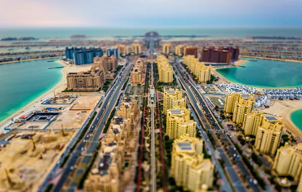 Picture building, horizon, the trunk, Dubai, cars, Palm Jumeirah, avenues