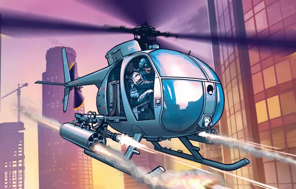 The city, police, art, helicopter, Los Santos, Grand Theft Auto 5