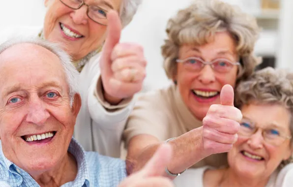 Smile, happiness, group, older people