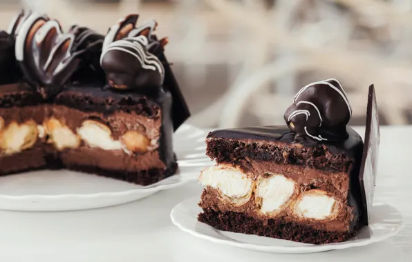 Chocolate, cake, glaze