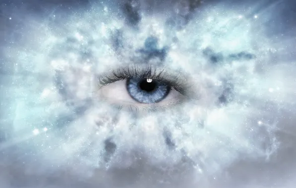 The sky, look, space, stars, space, eyes, eyelashes, blue