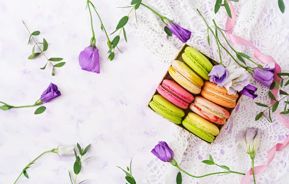 Picture flowers, colorful, dessert, pink, flowers, cakes, sweet, sweet