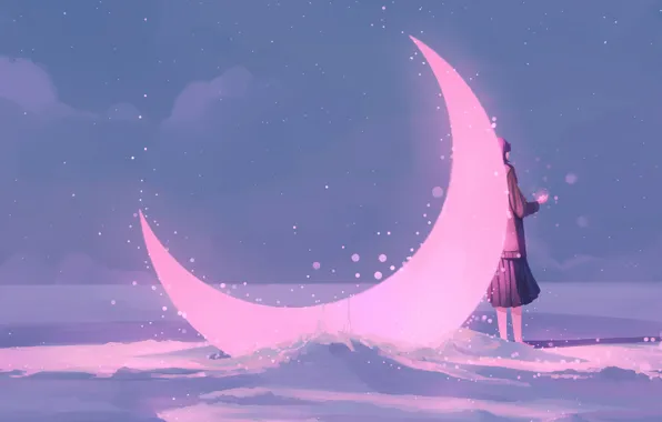 Winter, Girl, Figure, Art, Art, Fiction, Illustration, A month
