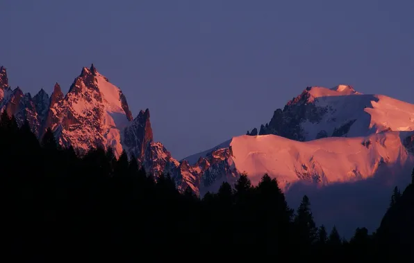 Winter, the sky, snow, trees, mountains, nature, rocks, France