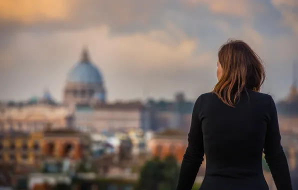 Picture girl, view, Rome, Italy
