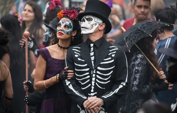 Picture skull, frame, hat, skeleton, agent, carnival, mask, James Bond