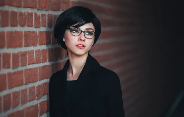 Picture look, girl, face, style, wall, sweetheart, haircut, portrait