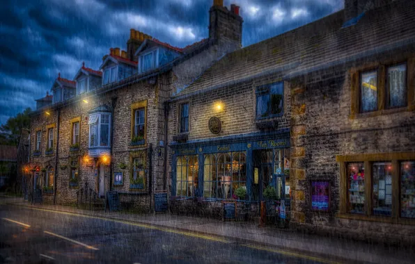 The city, rain, street