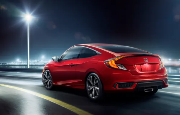 Honda, rear view, Coupe, Sport, Civic, 2019