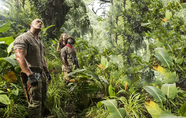 Frame, jungle, fantasy, adventure, Dwayne Johnson, Dwayne Johnson, Karen Gillan, Karen Gillan