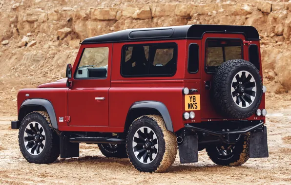 Red, SUV, Land Rover, 2018, Defender, quarry, V8, Defender Works V8