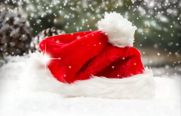 New Year, Christmas, Christmas, hat, winter, snow, Santa, Merry