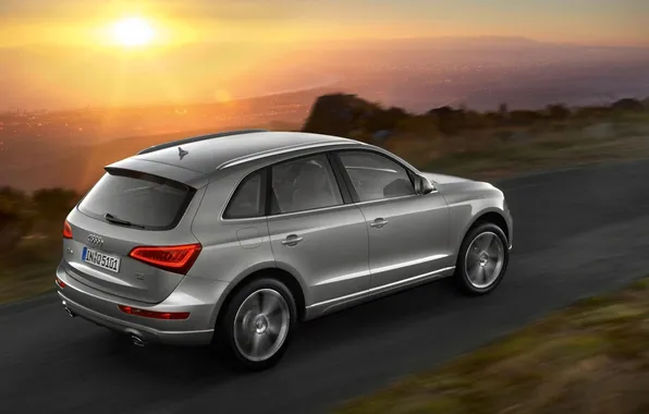 Road, sunset, Audi, Audi, rear view, crossover, ку5