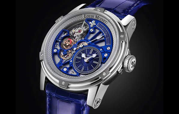Blue, Louis Moinet, watch analog, Tempograph