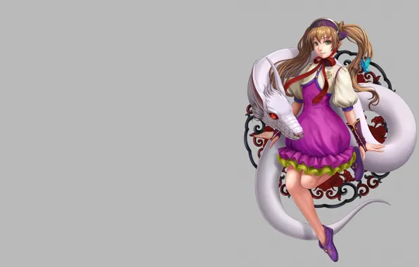 Picture girl, snake, art