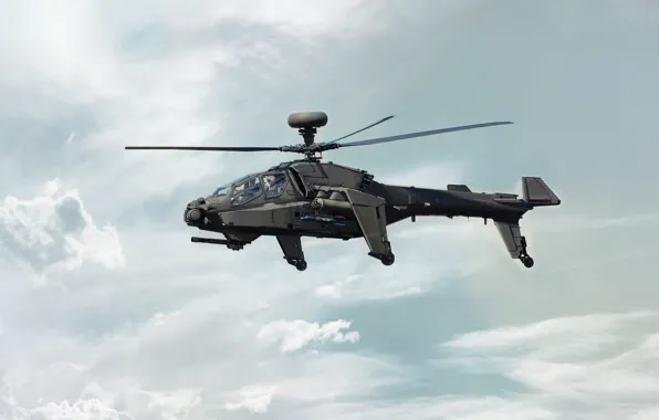 The sky, Clouds, Helicopter, Weapons, War machine, Helicopter, Apache, Helicopter