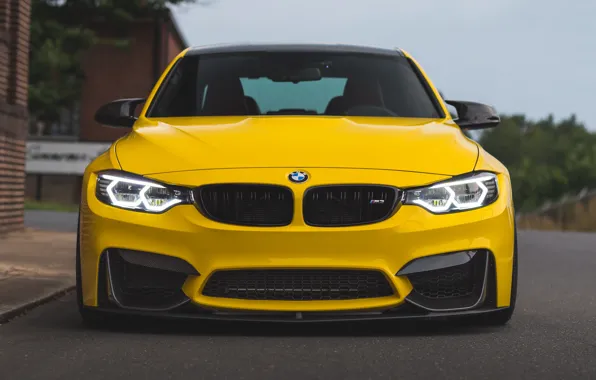 M3 Front View Download wallpaper BMW, Yellow, F80, M3, Front view, section bmw in ...