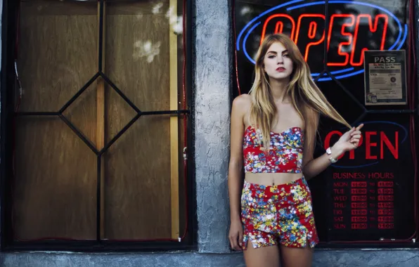 Girl, street, showcase