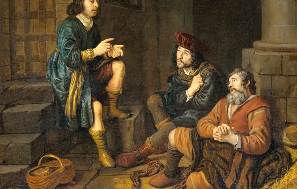 Oil, picture, canvas, mythology, Jan Victors, Joseph Interpreting Dreams to Butler and the Baker